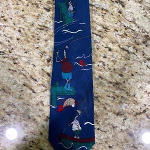 Mens Vintage Funny Novelty The Big Catch Fly Fishing Tie Neck Tie